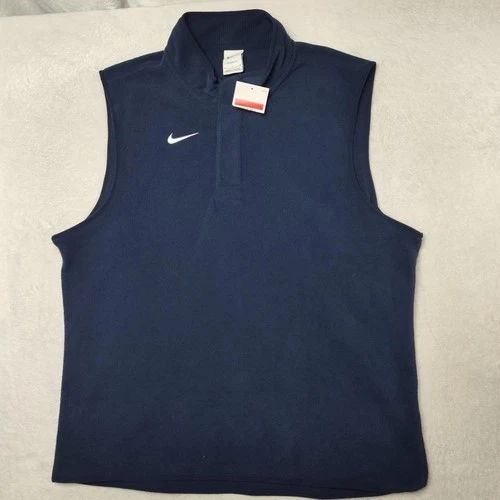 Nike Vest Mens Large Blue Therma-FIT Golf Fleece Collared Zip Embroidered DA4965