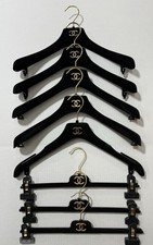 Chanel Black Velvet Logo Hangers Lot of 8 Luxury Boutique Display