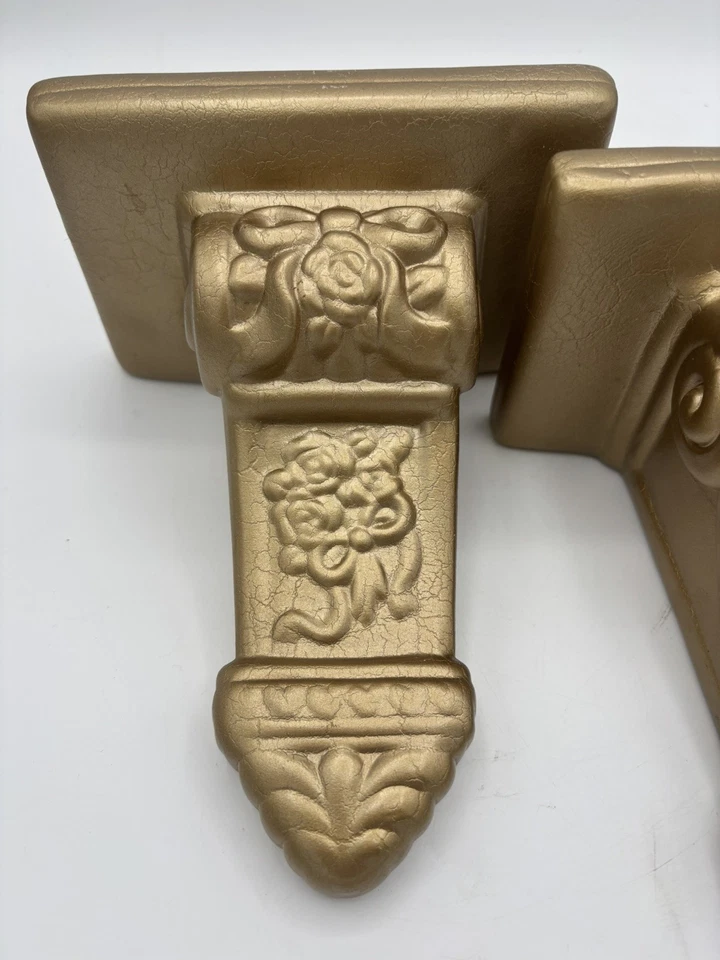 Pair Vintage Gold Colour Wall Shelf Shelves Sconces Pretty Decorative - Image 2 of 4