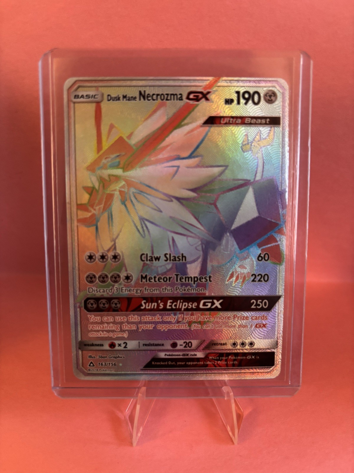 Dusk Mane Necrozma GX (Secret Rare) 163/156 Sm-Ultra Prism Holo NM!