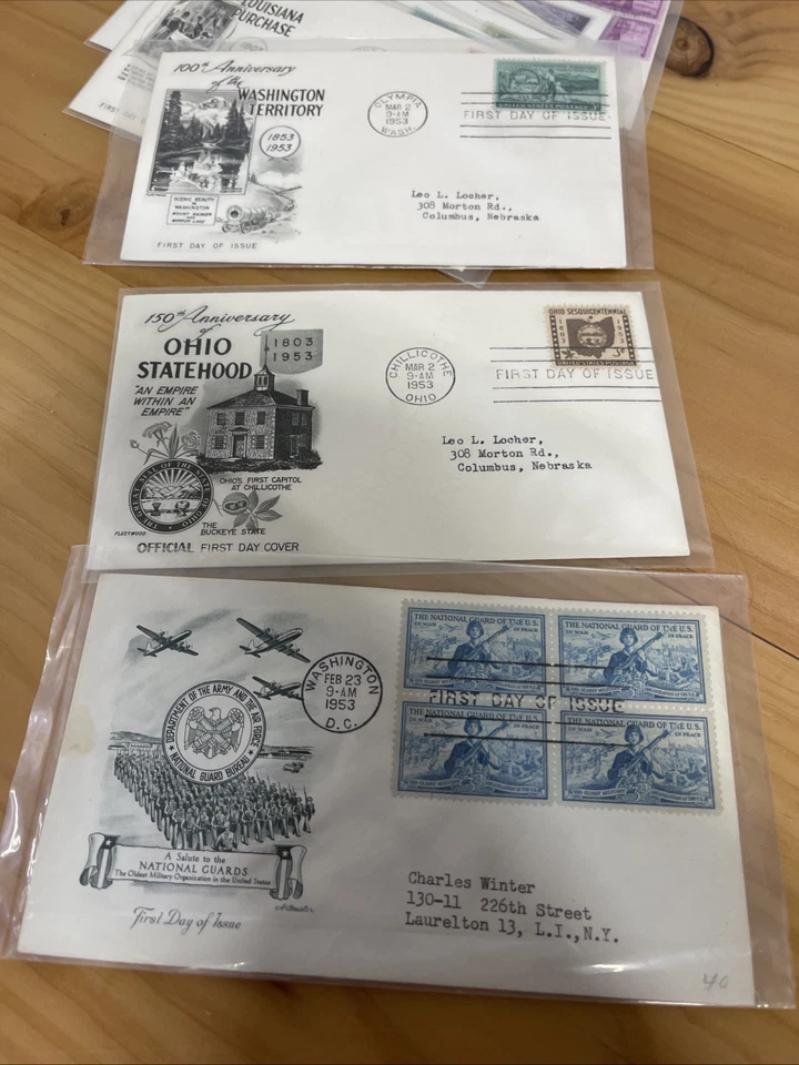 Lot Of 11 US Stamps FDC #1017, 18, 19, 20, 21, 23, 24, 25, 25, 26, 1027 3c 1953 - Image 2 of 4