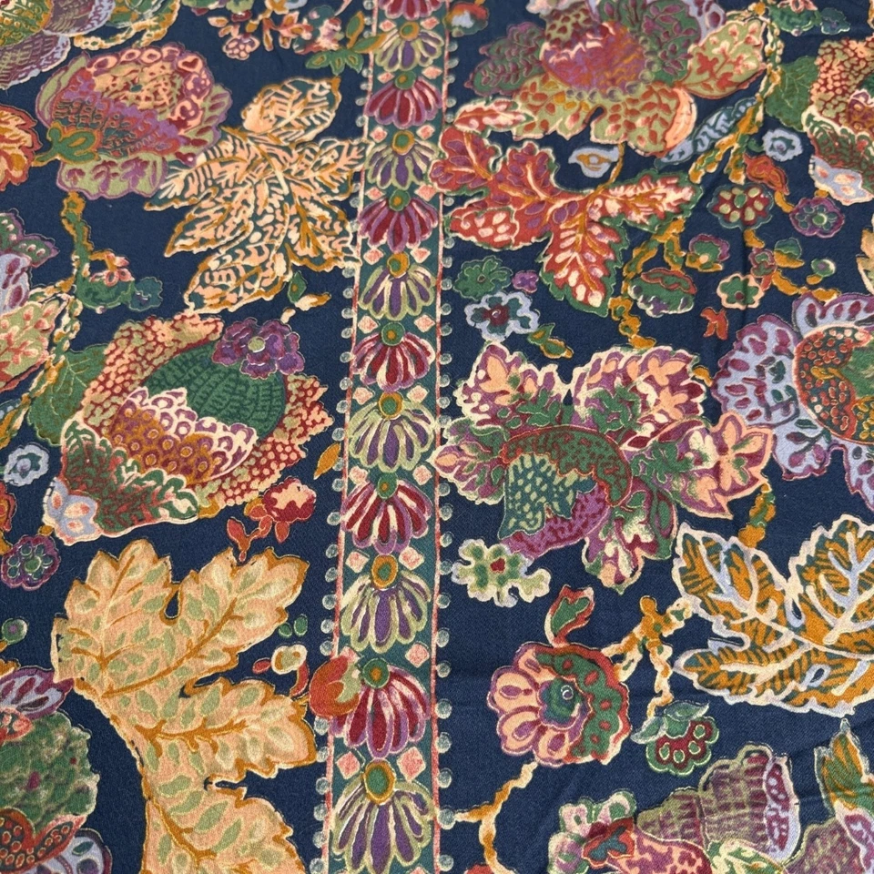 Floral Leaf Shower Curtain 100% Cotton Navy Blue Multicolor by Creative Bath - Image 4 of 4