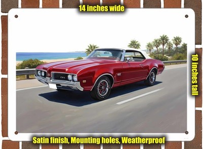 Metal Sign - 1969 Oldsmobile 442 4 Oil Painting - 14x10
