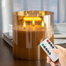 Flameless LED Candle, Remote, Real Wax Glass