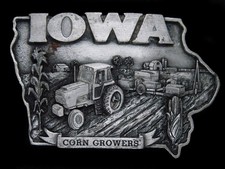TG07135 VINTAGE 1985 IOWA CORN GROWERS FARMING COMMEMORATIVE BELT BUCKLE