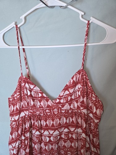 Forever 21 Gr. S rot weiß Island Tropical Print Tie Bk ärmellos Babydoll Top - Bild 3 von 9