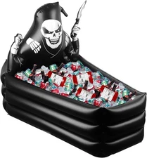 44 Inch Inflatable Grim Reaper Coffin Cooler 44 x 26 x16 Inch, Black 