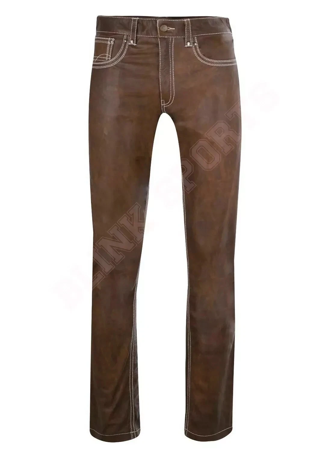 MEN'S REAL LEATHER FASHION TROUSERS BIKERS SLIM FIT JEANS STYLE MOTORBIKE