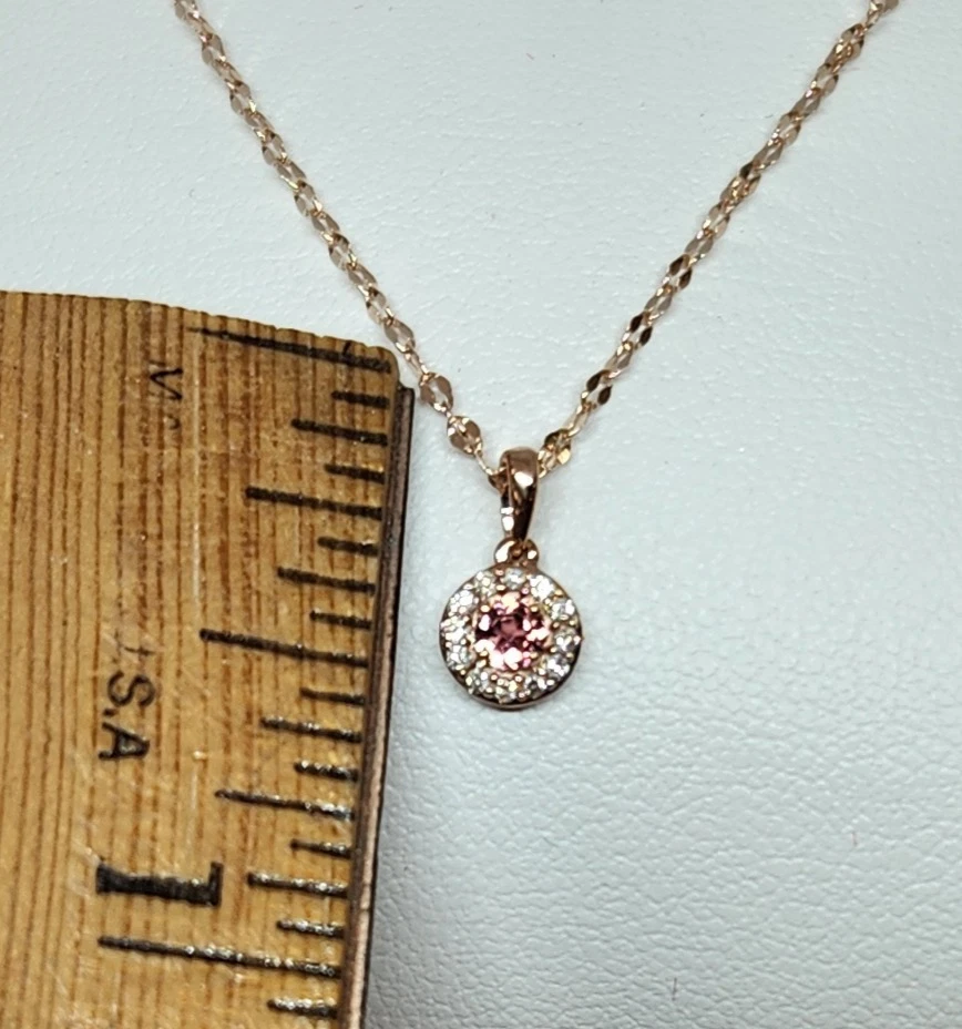 LC Lauren Conrad 10K розовое золото розовый турмалин бриллиант ожерелье - Изображение 4 из 4