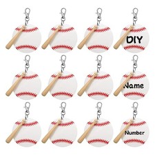 36x Baseball Keychain DIY Making Art Snap Hooks Bat Easy to Install