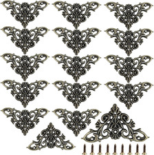 16PCS Antique Bronze Decorative Corner Protectors, 1.9" x 1.3" Metal Furniture E