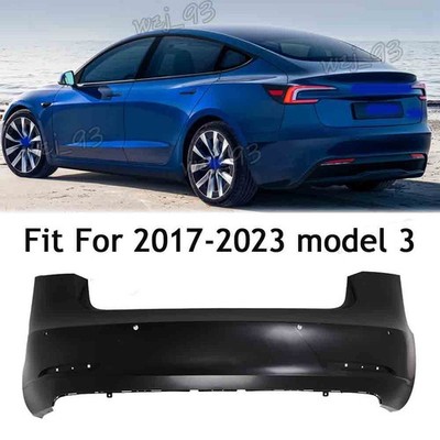 Fit For 17-23 Tesla Model 3 Rear Bumper Cover Fascia w/ Sensor Holes TA1100100