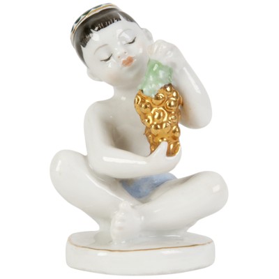 Porcelain figure ''Boy with grape'', LFZ-Leningrad porcelain factory, USSR, 1950s