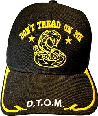 US Warriors Brand, Don't Tread on Me - Black/gold Hook & Loop Adjustable Hat NWT
