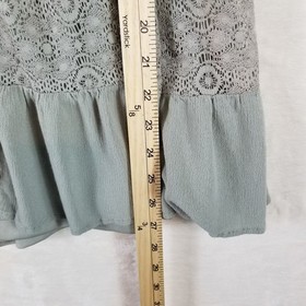 MABLE Sage Green Lace Romper V-Neck Flutter Sleeve Smocked Waist MR4047A-BU L