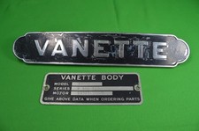 Original Vanette Emblem Ornament W/ Data Body Plate,Black & Chrome,40s,50s,60s?