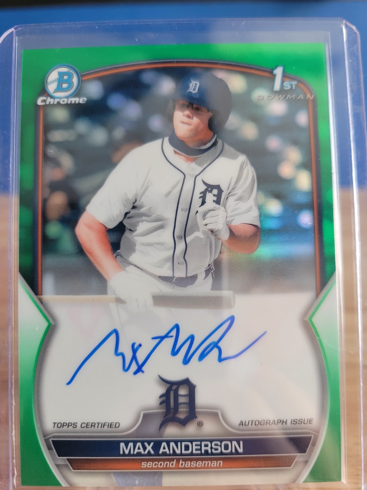 2023 Bowman Chrome Max Anderson 1st Green Refractor Auto 98/99 Detroit Tigers