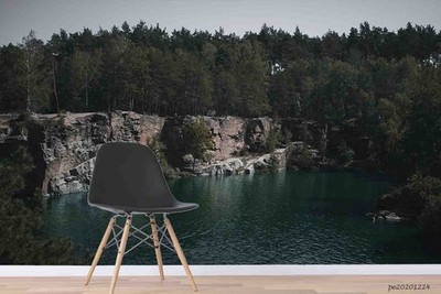 3D Forest Lake Landscape Wall Murals Wallpaper Murals Wall Sticker