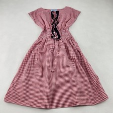PRADA Dress Prada Gingham Check A-Line Elastic Waist 100% Silk Frill W5457