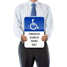 HANDICAP PARKING SIGN, 12X18, PARKING DISABLED BY PERMIT ONLY, REFLECTIVE, .080