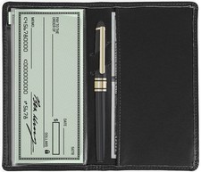 Sanlykate Leather Checkbook Cover for Men and Women, Check Book Case Card Holder