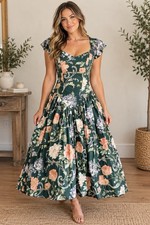 vintage 1980s Loralie V Bodice Floral Gown Dress Sweetheart Neckline Tulle Lined