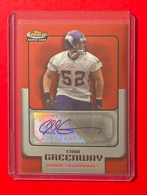 2006 Topps Finest 163 Chad Greenway Rookie Card RC Signed Auto MINNESOTA VIKINGS