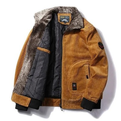HERREN WINTERJACKE PLUS SIZE THERMIC VELVET MANTEL WARM PELZ