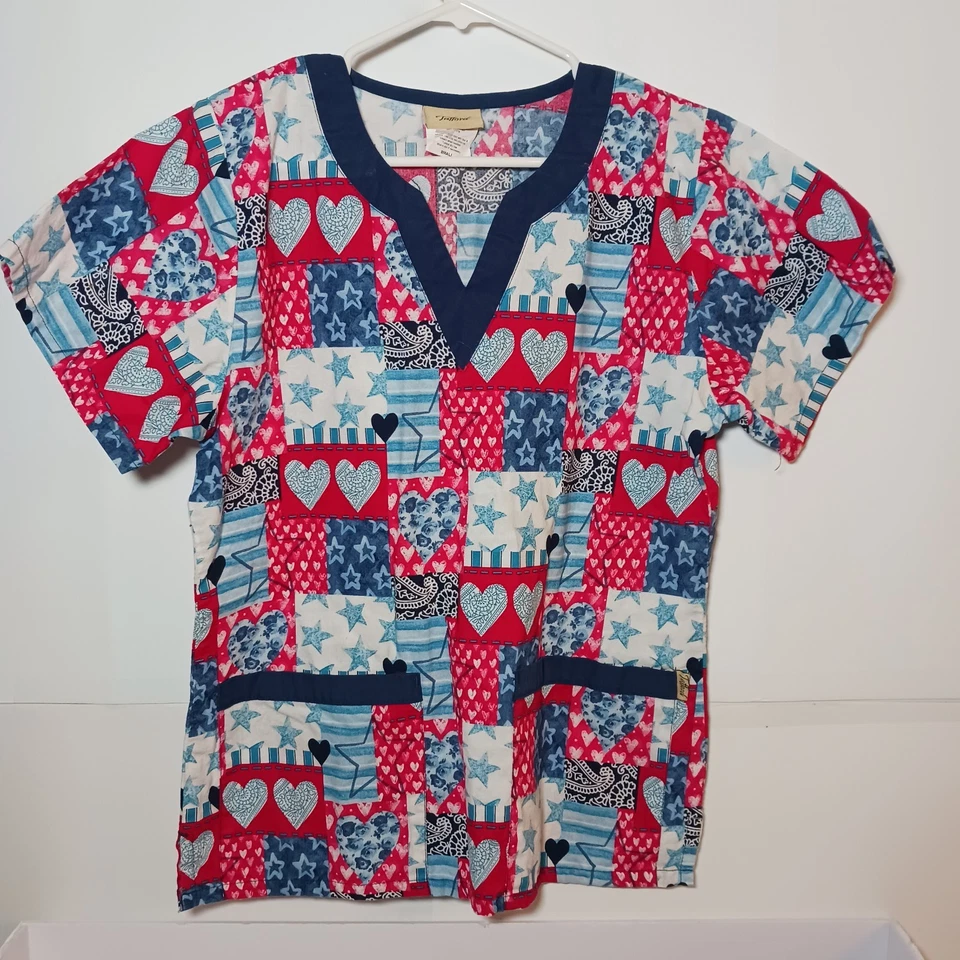 Tafford Fourth Of July 100% Cotton Scrub Top Sz S - Image 2 of 4
