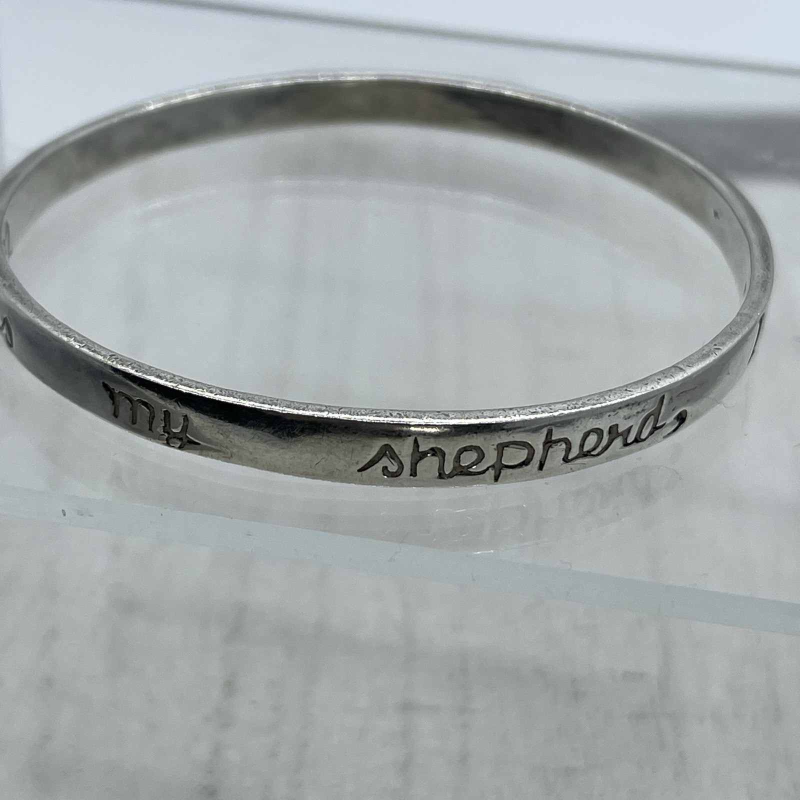 Sterling Silver Scripture Bangle Bracelet Psalm 2… - image 3