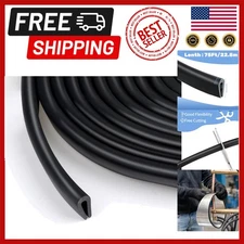 75 Ft Black U Channel Edge Trim - Flexible Door Seal Strip for Easy Protection
