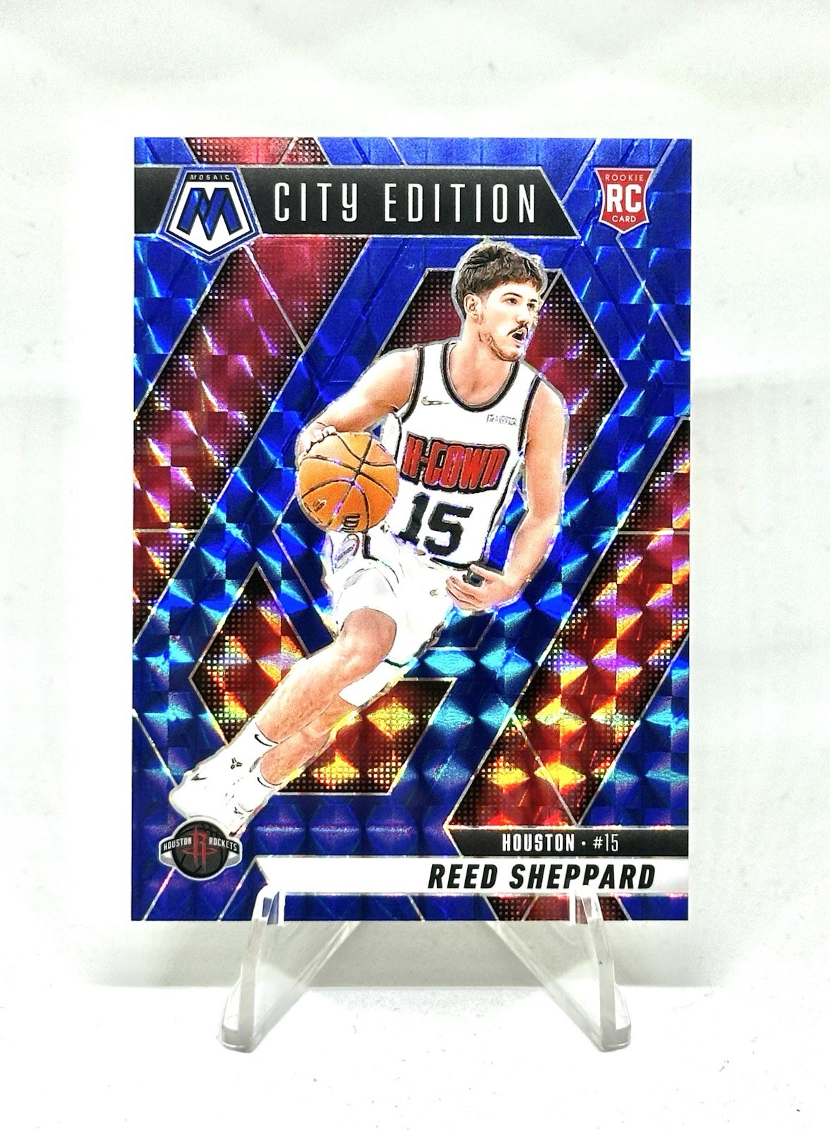 2024-25 Panini Mosaic - City Edition Reed Sheppard #276 Blue Mosaic Prizm /199