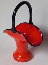 Glaskorb Henkelkorb Klostermühle um 1915 Opak-hummerrot, JOH. LOETZ