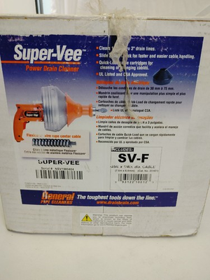 #ad General Wire Super Vee Drain and Sewer Cleaning Machine W 25#x27; x 1 4quot; Cable SV F $367.08