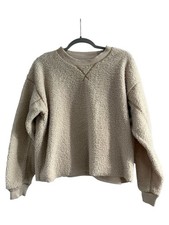 American Eagle Women's Pullover Sherpa Sweatshirt Cream Size XS