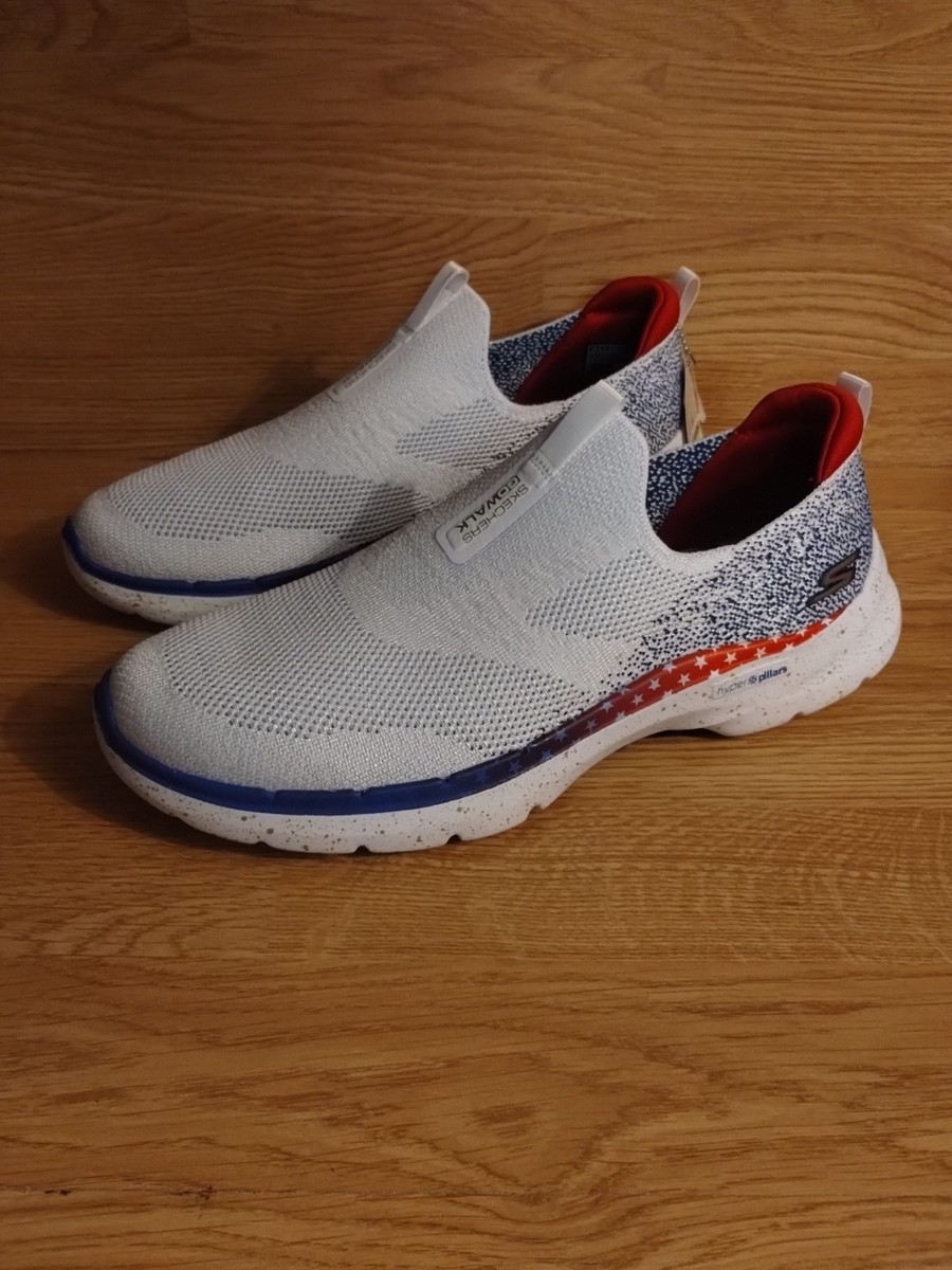 Women's Skechers Go Walk Star Bright Red White And Blue Sneakers