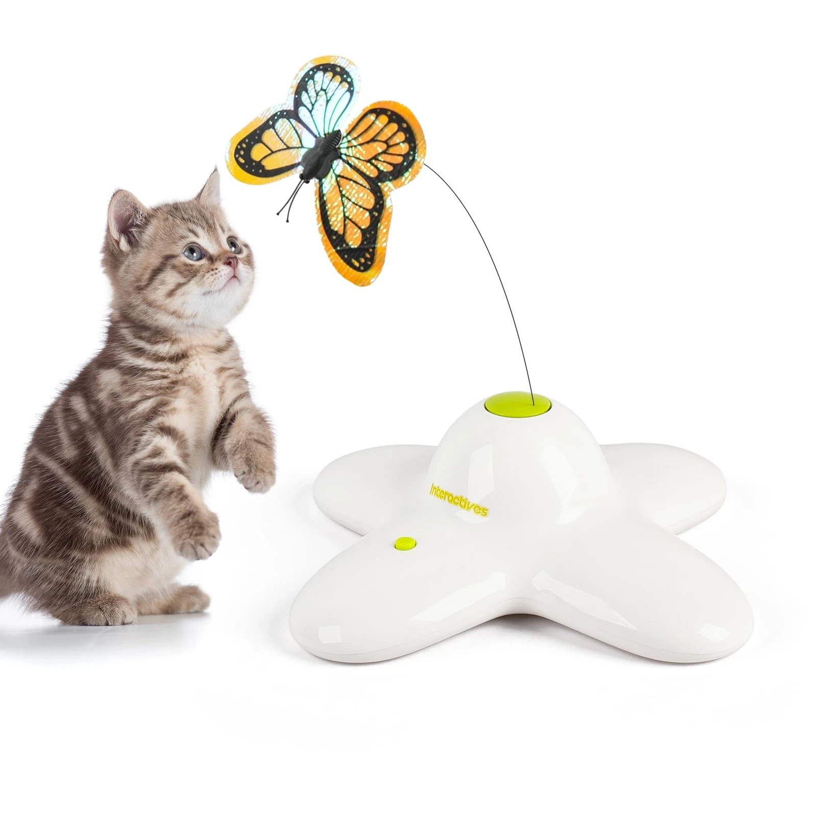 All for Paws Cat Toys Interactive Butterfly Flutter Bug Automatic White