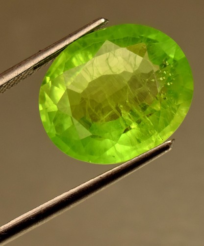 Piedra preciosa suelta de corte ovalado de 14,90 quilates de peridoto verde natural certificado para uso en anillo - Imagen 3 de 5