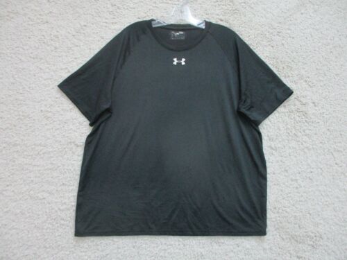 Under Armour Shirt Extra Large Adult Black Athletic Stretch Center Logo Mens XL