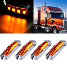 4pcs Light Amber Clearance Universal Side Marker Trailer Truck Bus Lamp 4LED New