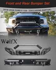 Front Bumper+Rear Bumper Set For 2018 2019 2020 Ford F-150 w/Shackles+LED lights