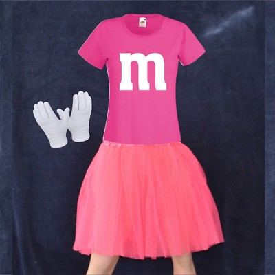 M&M Kostüm Gruppenkostüm MM Tütü Tutu Fan T-Shirt Damen Kostüm Karneval Tüllrock