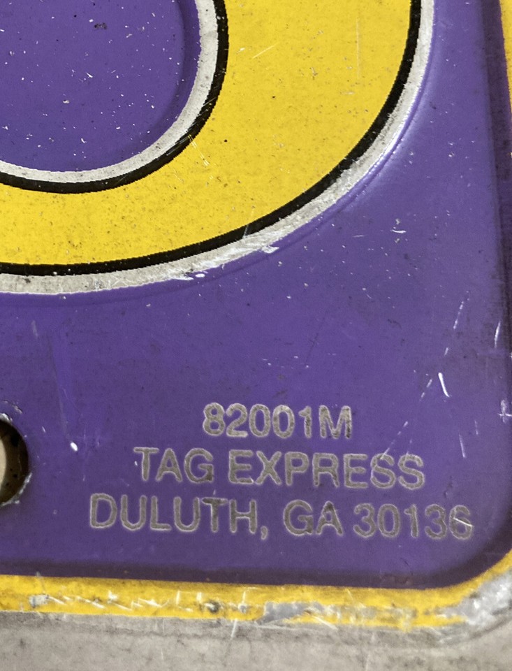 Vintage License Plate LOS ANGELES LAKER TAG EXPRESS DULUTH GA 82001M