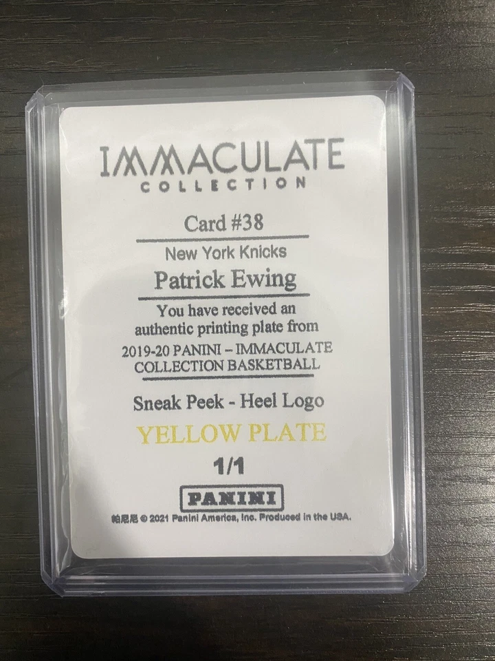 2019 Panini Immaculate Yellow Printing Plate Patrick Ewing 1/1 New York Knicks - Image 2 of 2