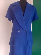 ST. JOHN LUXURY TIMELESS KNITWEAR 2 PIECE BLUE SUIT SIZE 10