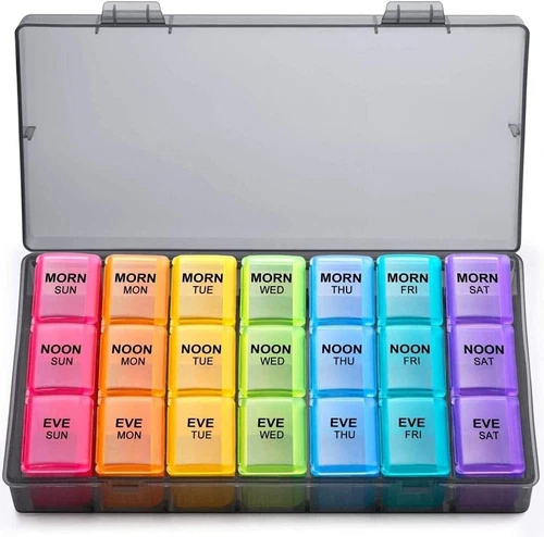 7 Day Pill Box Organizer 3 Times a Day  Weekly Pill tablet medication organiser