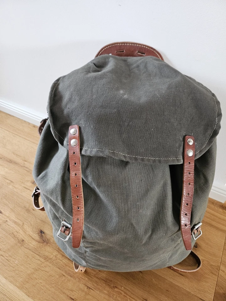 Schweden Armee Militär Rucksack M39 original Neu Leder Baumwolle Stahlgestell