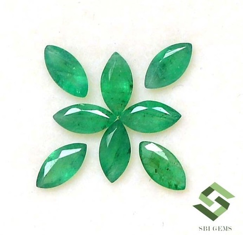 6x3 mm Natural Emerald Marquise Cut Lot 07 Pcs 1.63 CTS Faceted Loose Gemstones - Picture 2 of 7