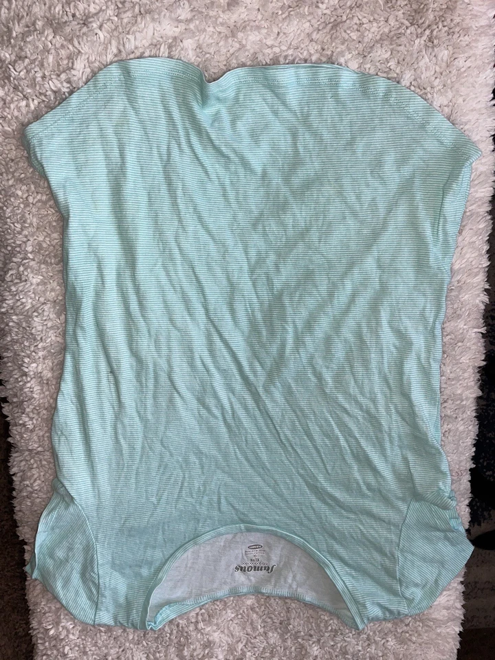 Old Navy Girls Sz. 14 “Famous” Mint Green Fine Striped Tee. Cute - Image 2 of 4