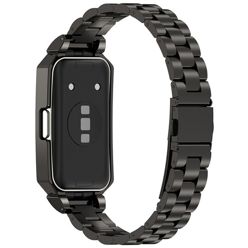 Watch Square Frame + Triple Bead Steel Strap Watch Strap for HUAWEI Band 10/9/8 - Picture 11 of 17